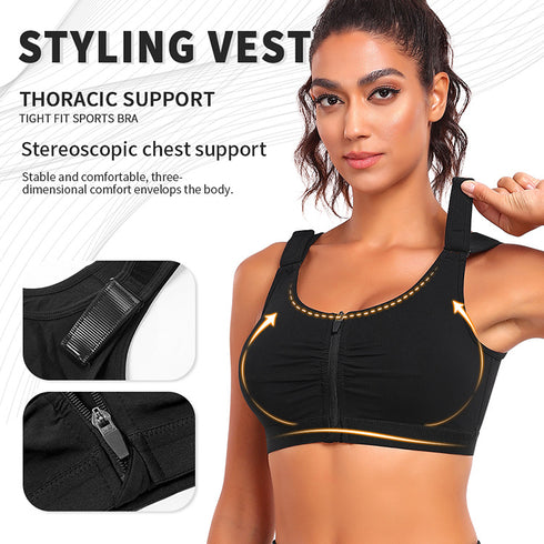 Zip Front Closure Everyday Bra for Women Post Surgery with Adjustable Straps Wirefree
