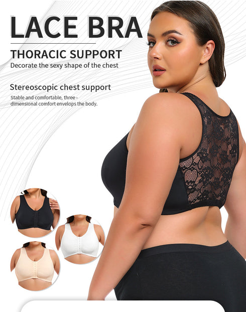 Women Front Closure Push Up Sports Bra Plus Size Full Coverage Full Figure Support Bras