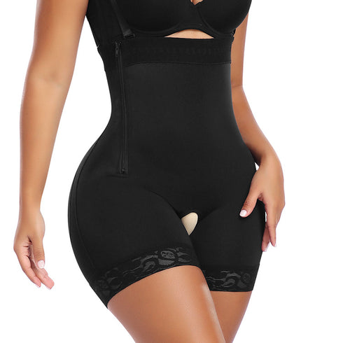 Plus Size Tummy Control Shapewear Faja Colombianas Side Zipper Body Shaper With Butt Lift