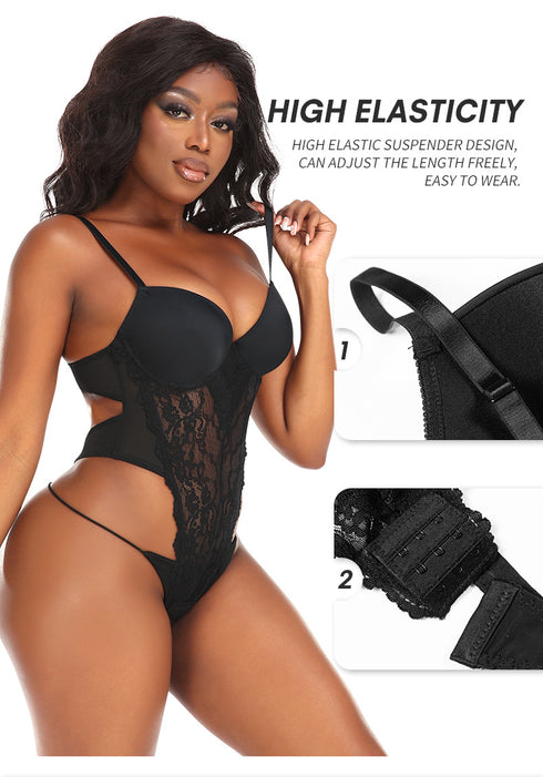 Shapewear for Women Backless Lace Bodysuit Thong Shaper Tank Top with Built-In Bra