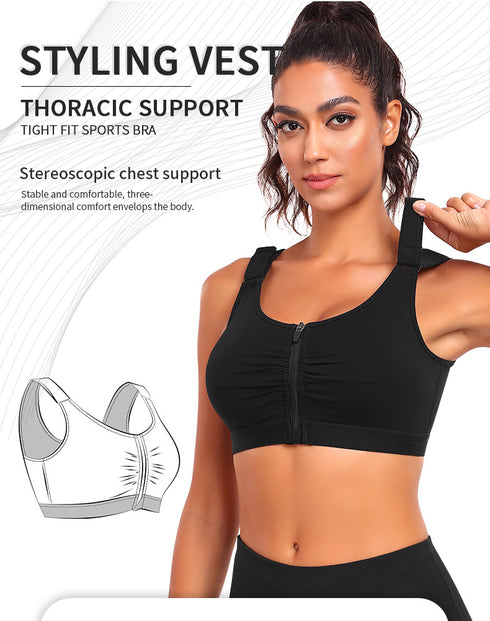 Zip Front Closure Everyday Bra for Women Post Surgery with Adjustable Straps Wirefree