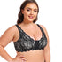 Women's Plus Size Front Closure Wireless Bralette Contrast Lace Scallop Trim Bras