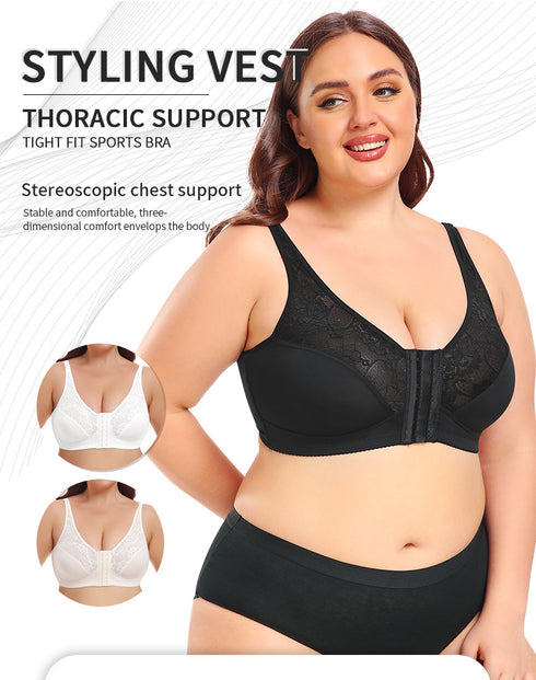 Front Buckle Bra Oversized Underwear Front Buckle Lace Bras Wireless Thin Mold Cup