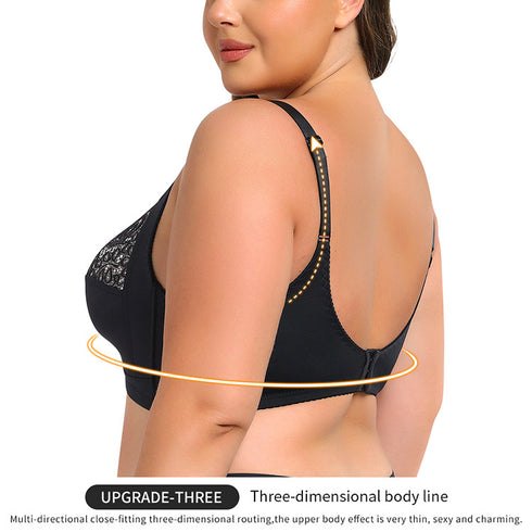 Women's Plus Size Unlined Underwire Lace Bra with Cushion Straps