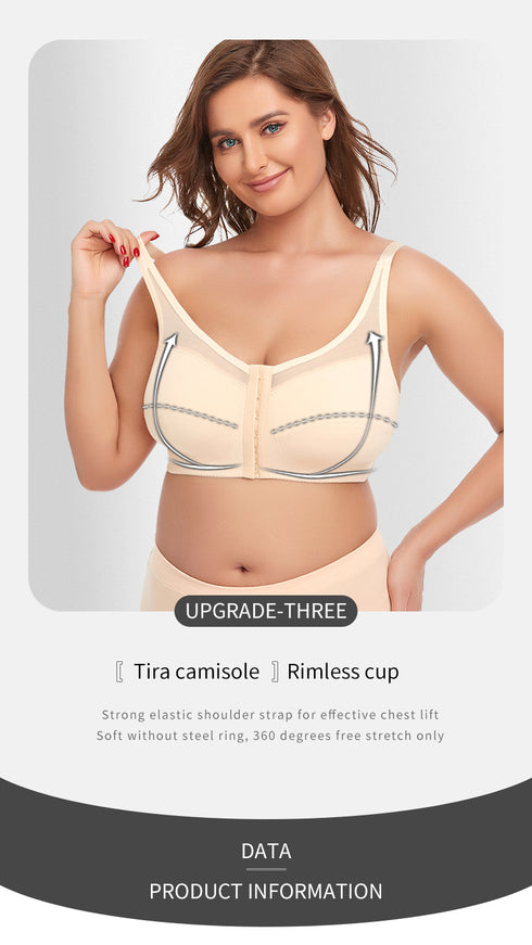 Women's Full Back Bras for Senior Lady with Scoliosis Comfortable Front Hook Posture Bra