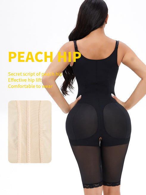 Womens Shapewear Tummy Control Zipper Body Shaper Bodysuit Butt Lift Shorts Knee Length