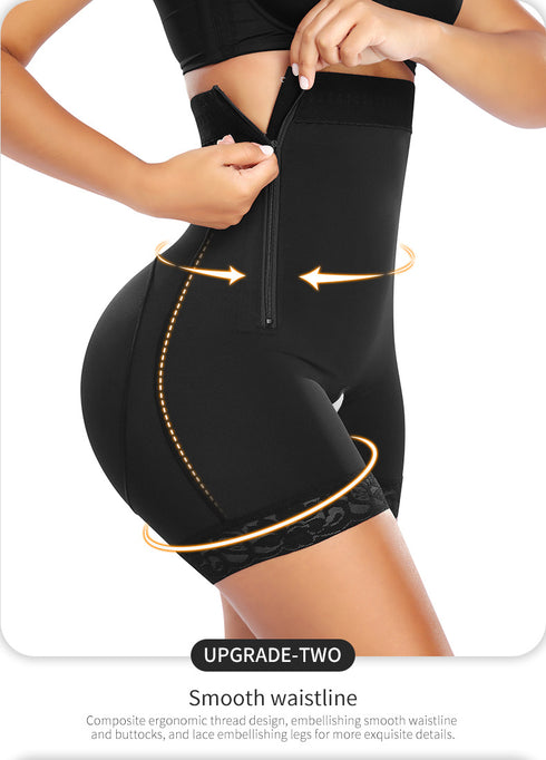 Plus Size Tummy Control Shapewear Faja Colombianas Side Zipper Body Shaper With Butt Lift