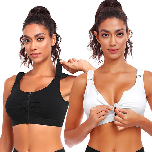 Zip Front Closure Everyday Bra for Women Post Surgery with Adjustable Straps Wirefree