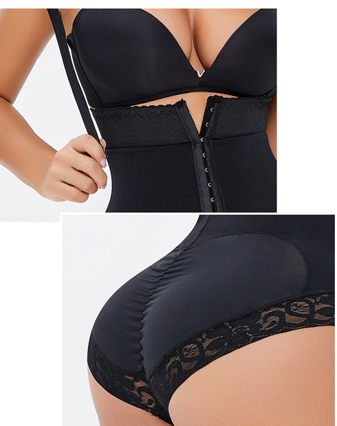 Women's Zipper Thong Shapewear Tummy Control Body Shaper High Waisted Spaghetti Strap Compression Underwear