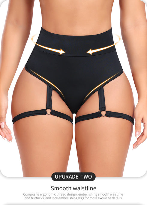Women's Booty Shorts with Garters High Waisted Pants Butt Lifting Gym Pole Dance Yoga