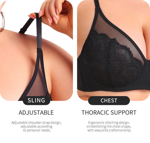 Women's Lace Push Up Bra Everyday Bras Adjustable Straps Comfort Bralettes