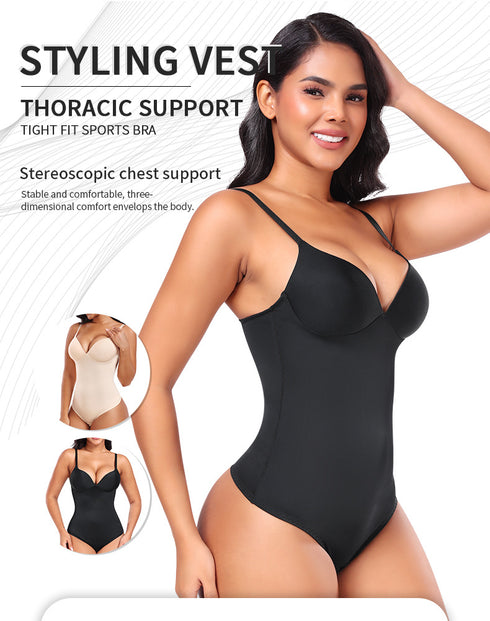 Shapewear Bodysuits for Women Thong Body Suit Deep V Neck Top Body Shaper
