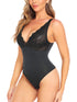 Shapewear for Women V Neck Lace Stitching Bodysuit One Piece Thong Body Shaper Top