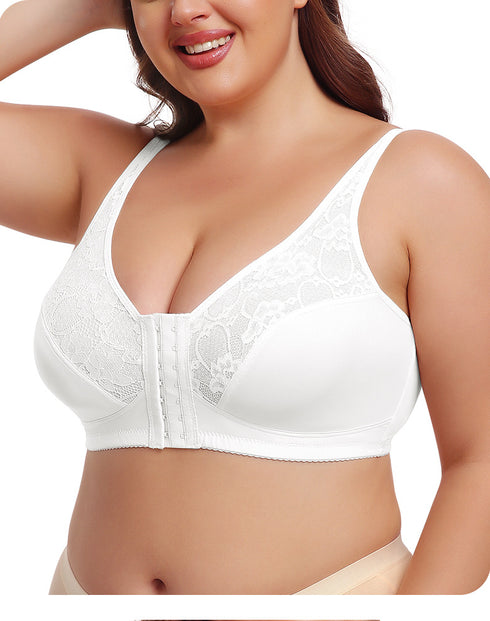 Front Buckle Bra Oversized Underwear Front Buckle Lace Bras Wireless Thin Mold Cup