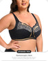 Women's Plus Size Unlined Underwire Lace Bra with Cushion Straps