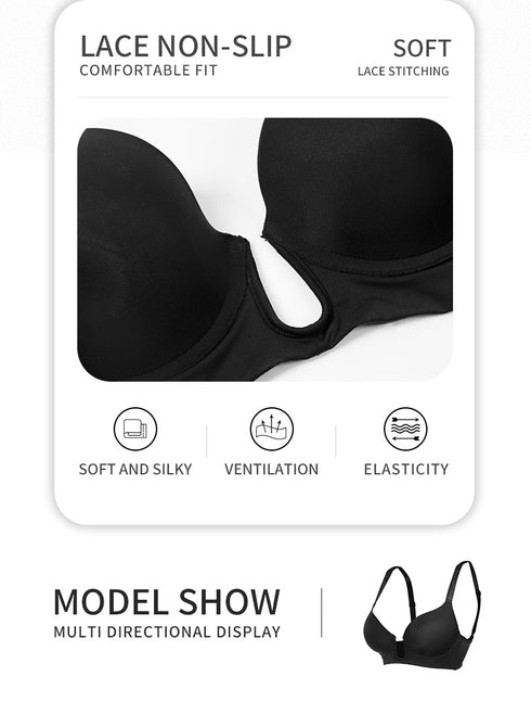 Women's Deep Plunge Bra Convertible Push up Low Cut Seamless Wireless Bra