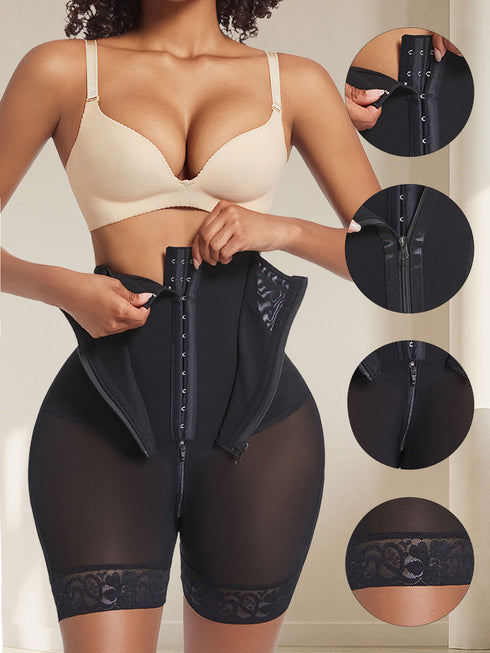 Shapewear for Women High Waisted Body Shaper Shorts Butt Lifting Zipper Double Layer Compression Shorts