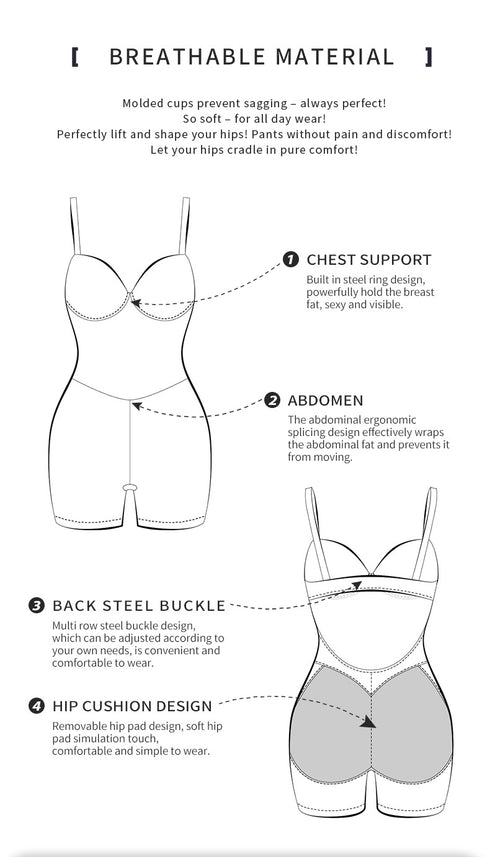 Colombian Girdles Bodysuit Women Tummy Control Butt Enhancer with Pads Backless Body Shaper