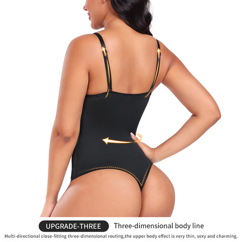 Shapewear Bodysuits for Women Thong Body Suit Deep V Neck Top Body Shaper