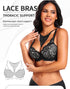 Sexy Lace Underwire Bras for Women Plus Size V Neck Push Up Support Tshirt Bras