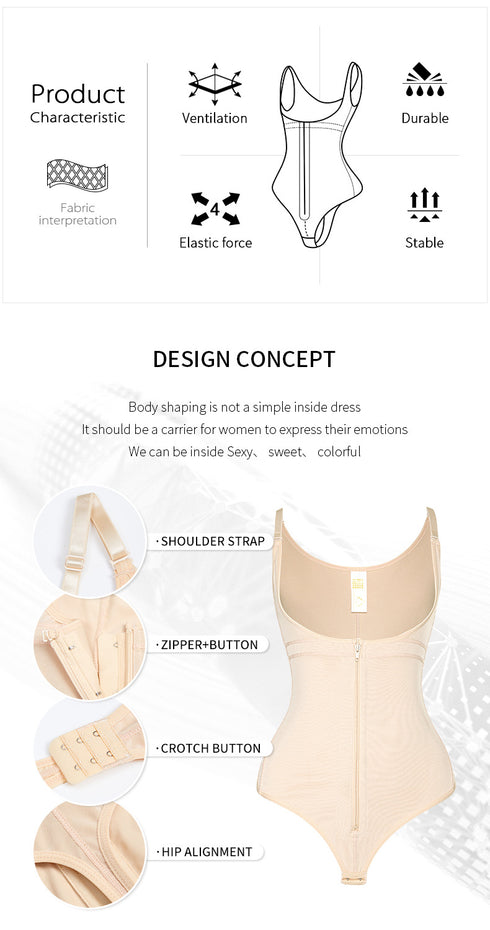 Fajas Colombianas Thong Bodysuit for Women Tummy Control Shapewear Body Shaper Compression Garment