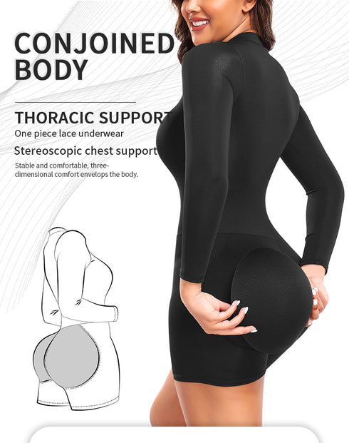 Women Long Sleeve Workout Jumpsuit Romper Bottom Shorts Bodysuit Bodycon One Piece