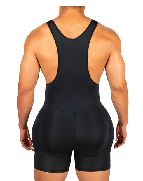 Men's Shapewear Bodysuit Full Body Shaper Tummy Control Compression Slimming Suit Breathable Removable Pads