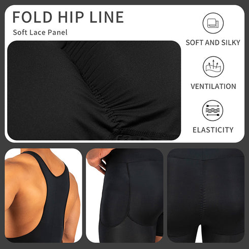 Men's Shapewear Bodysuit Full Body Shaper Tummy Control Compression Slimming Suit Breathable Removable Pads