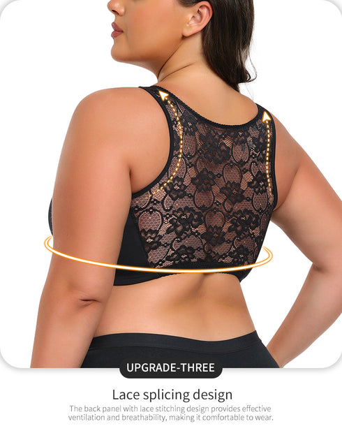 Women Front Closure Push Up Sports Bra Plus Size Full Coverage Full Figure Support Bras