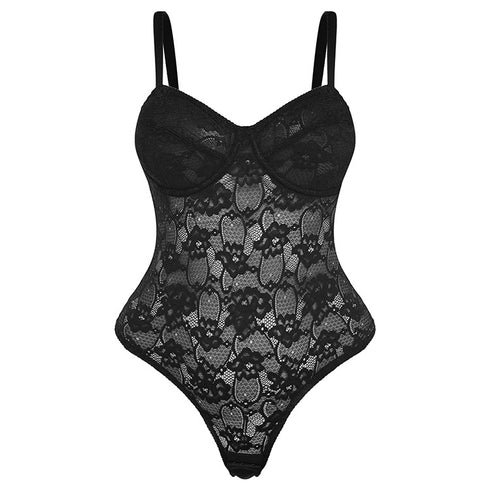 Lace Bodysuit for Women Tummy Control Shapewear One Piece Body Shaper Thongs