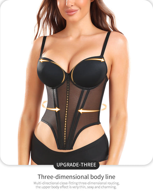 Women's Mesh Strapless Bodysuit Sleeveless Slim Fitted Tube Top Bodysuits