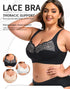 Women's Plus Size Unlined Underwire Lace Bra with Cushion Straps