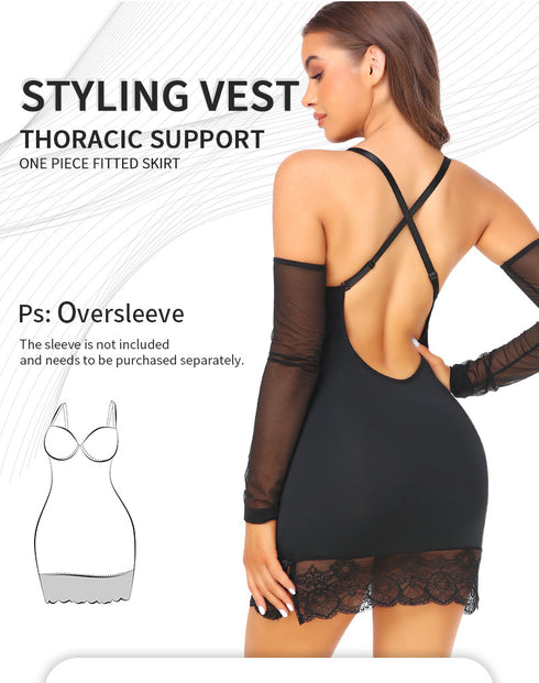 Plus Size Sexy Bodycon Mini Dress for Women Open Back Lace Trim Mini Dress Clubwear