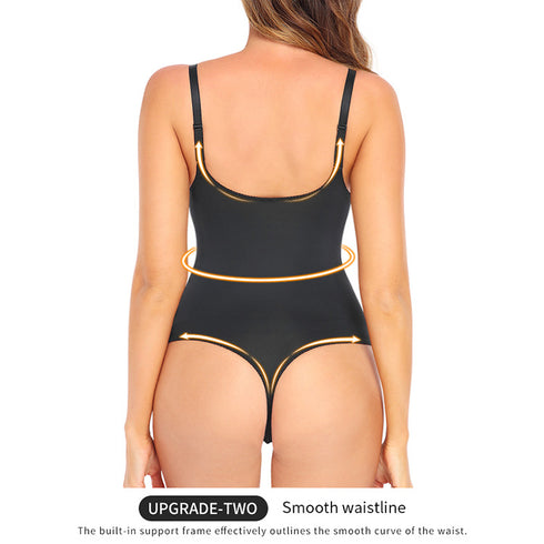 Shapewear for Women V Neck Lace Stitching Bodysuit One Piece Thong Body Shaper Top