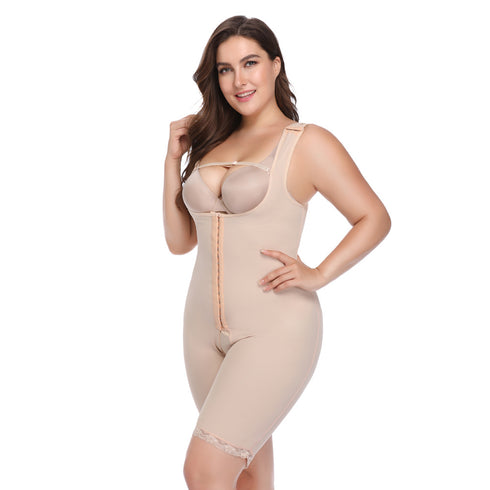 Women Large Size Bodysuit Thighs Slimmer Full Body Shapewear Breathable Open Bust