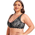 Women's Plus Size Front Closure Wireless Bralette Contrast Lace Scallop Trim Bras