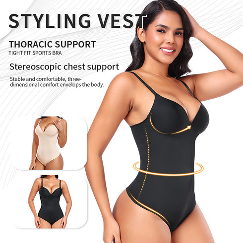 Shapewear Bodysuits for Women Thong Body Suit Deep V Neck Top Body Shaper