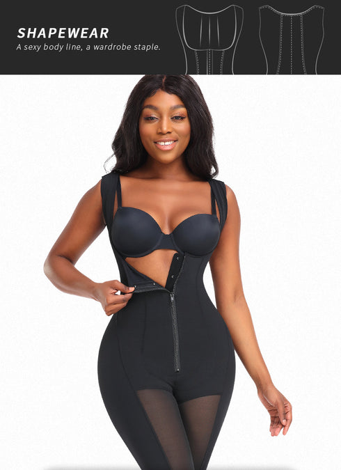 Women's Bodysuit Butt Lifter Shapewear Tummy Control Body Shaper Leotards Jumpsuit Zipper