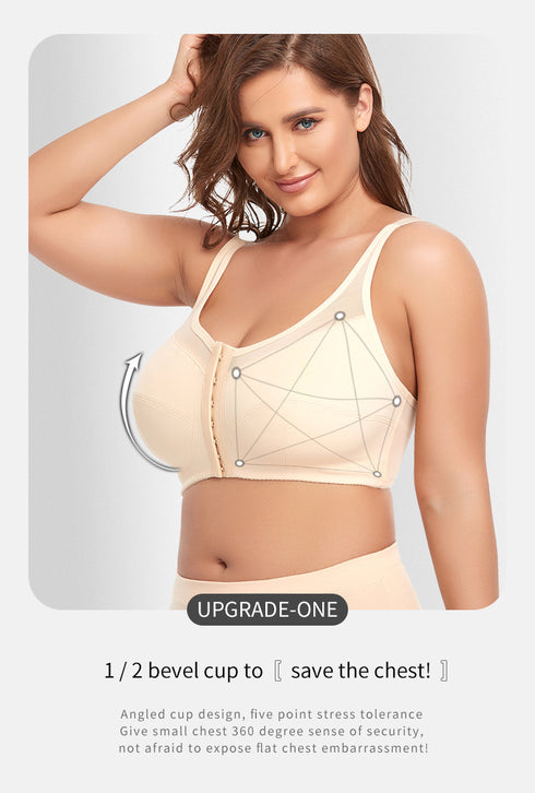Women's Full Back Bras for Senior Lady with Scoliosis Comfortable Front Hook Posture Bra