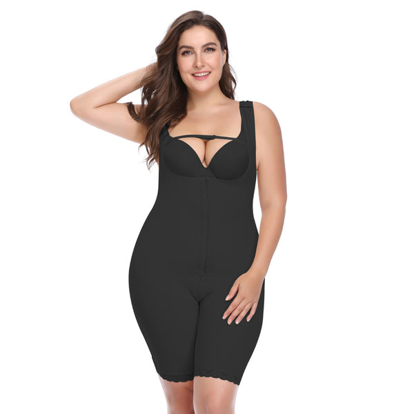 Women Large Size Bodysuit Thighs Slimmer Full Body Shapewear Breathable Open Bust