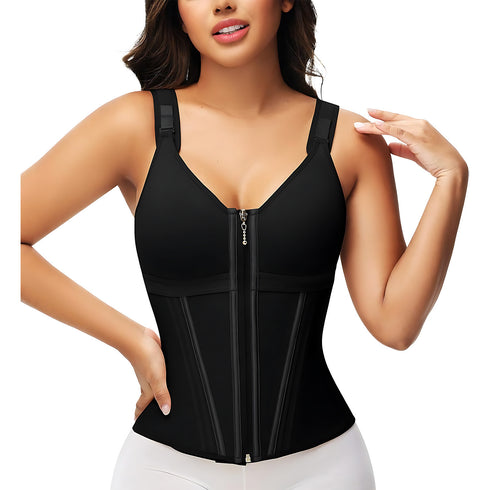 Waist Trainer for Women Tummy Control Sport Workout Body Shaper Vest Zipper and Hooks
