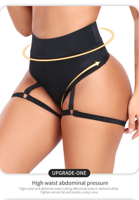 Women's Booty Shorts with Garters High Waisted Pants Butt Lifting Gym Pole Dance Yoga