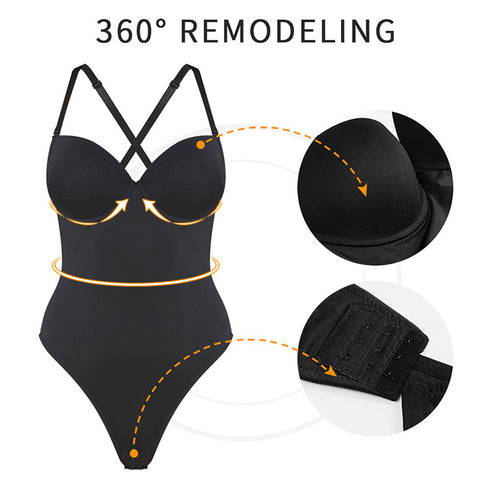 Shapewear Bodysuit Tops for Women Tummy Control V Neck Thong Body Shaper Going Out Outfits