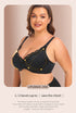 Women's Lace Underwire Support Minimizer Bras Back Smoothing Classic Push Up Bra