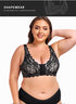 Women's Plus Size Front Closure Wireless Bralette Contrast Lace Scallop Trim Bras