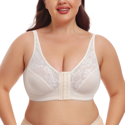 Front Buckle Bra Oversized Underwear Front Buckle Lace Bras Wireless Thin Mold Cup