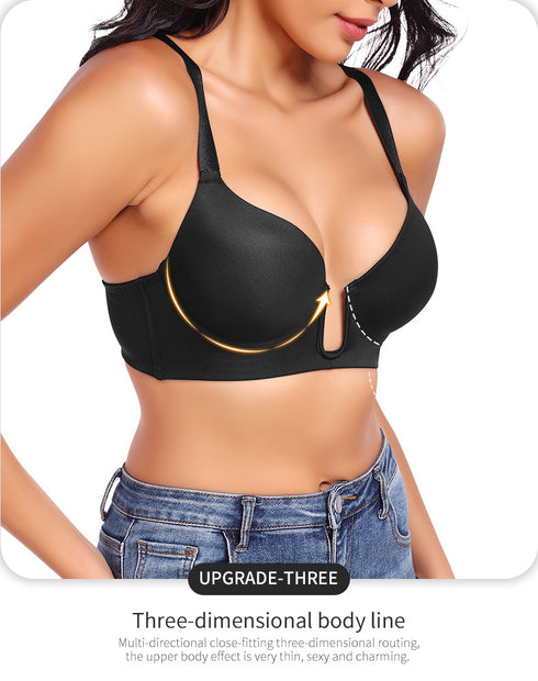 Women's Deep Plunge Bra Convertible Push up Low Cut Seamless Wireless Bra