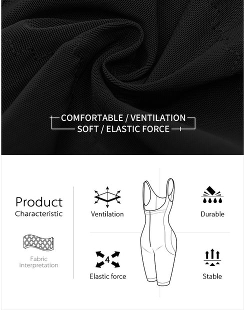 Womens Shapewear Tummy Control Zipper Body Shaper Bodysuit Butt Lift Shorts Knee Length
