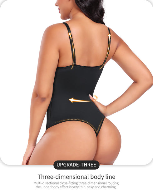 Shapewear Bodysuits for Women Thong Body Suit Deep V Neck Top Body Shaper