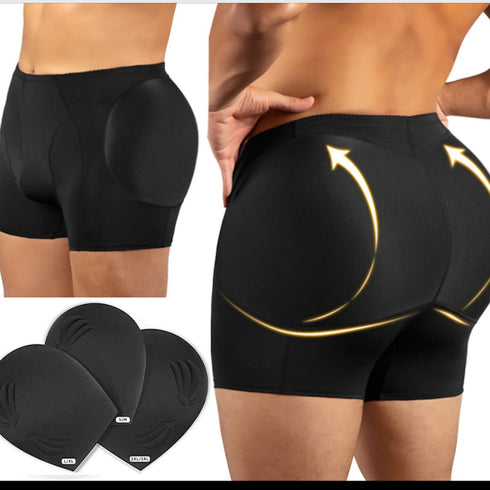 Mens Padded Hip Lift Boxer Briefs Body Shaper Butt Lifter Shapewear Shorts with Pads